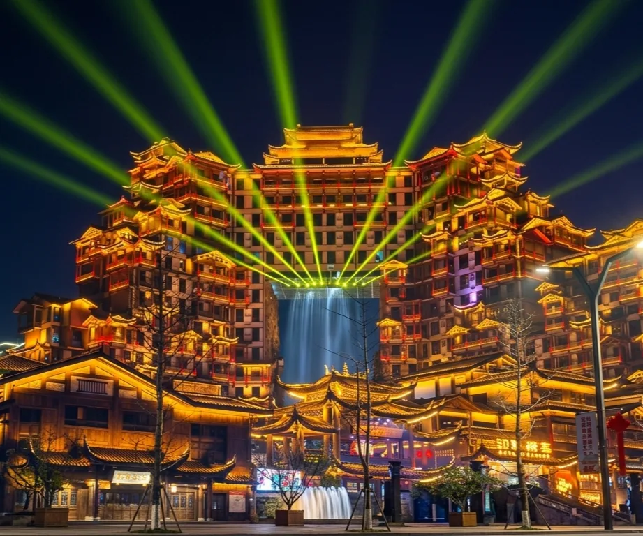 72 Strange Buildings (Zhangjiajie, China) en pleno espectáculo
