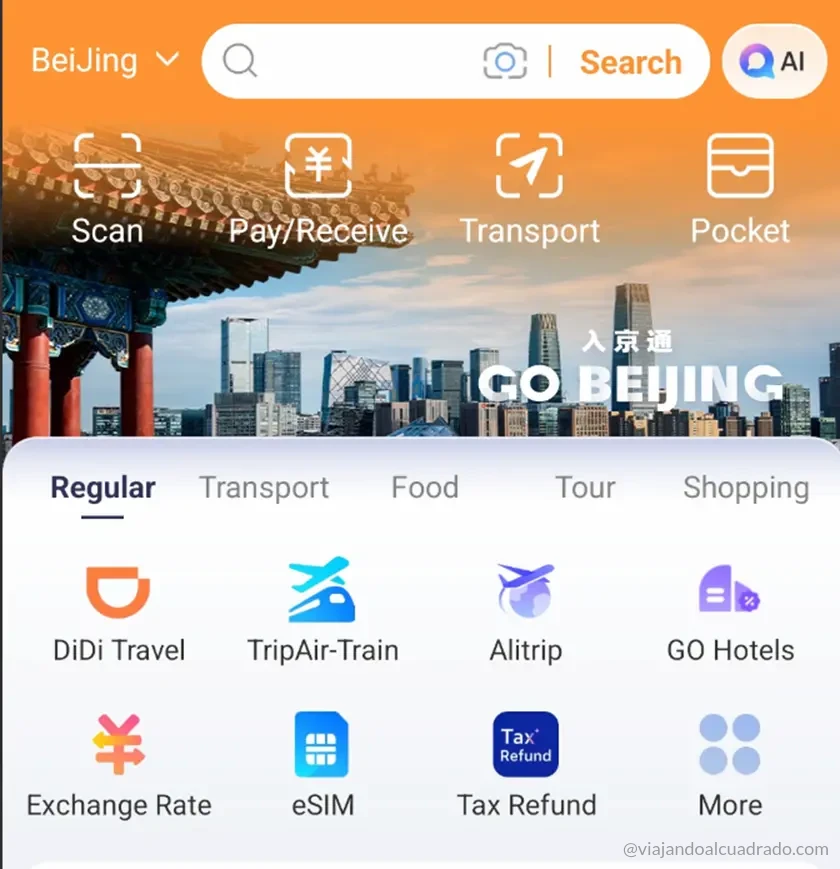 Listado de aplicaciones que ofrece AliPay - Viajando al Cuadrado